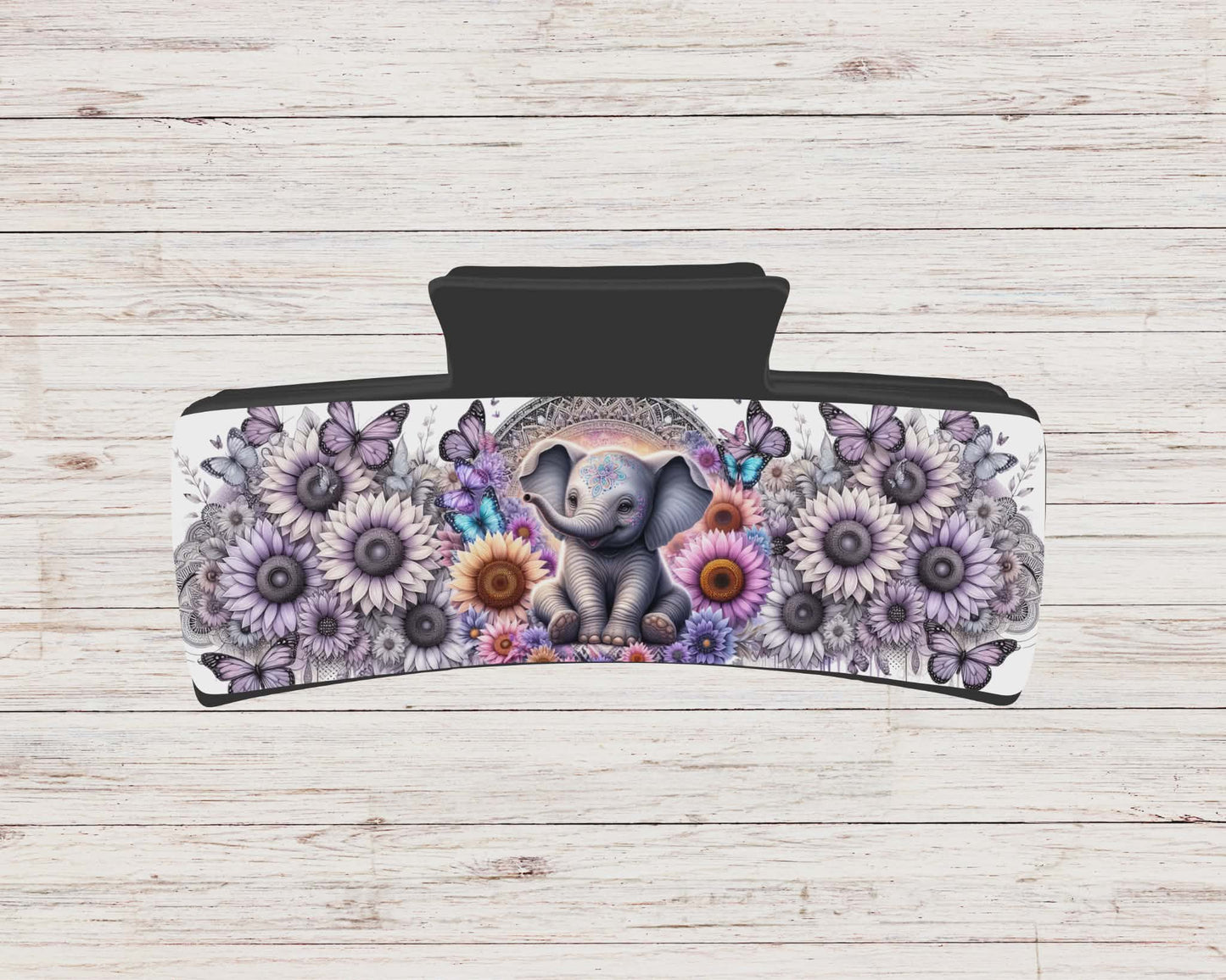 Pince à cheveux - éléphant tournesole mauve