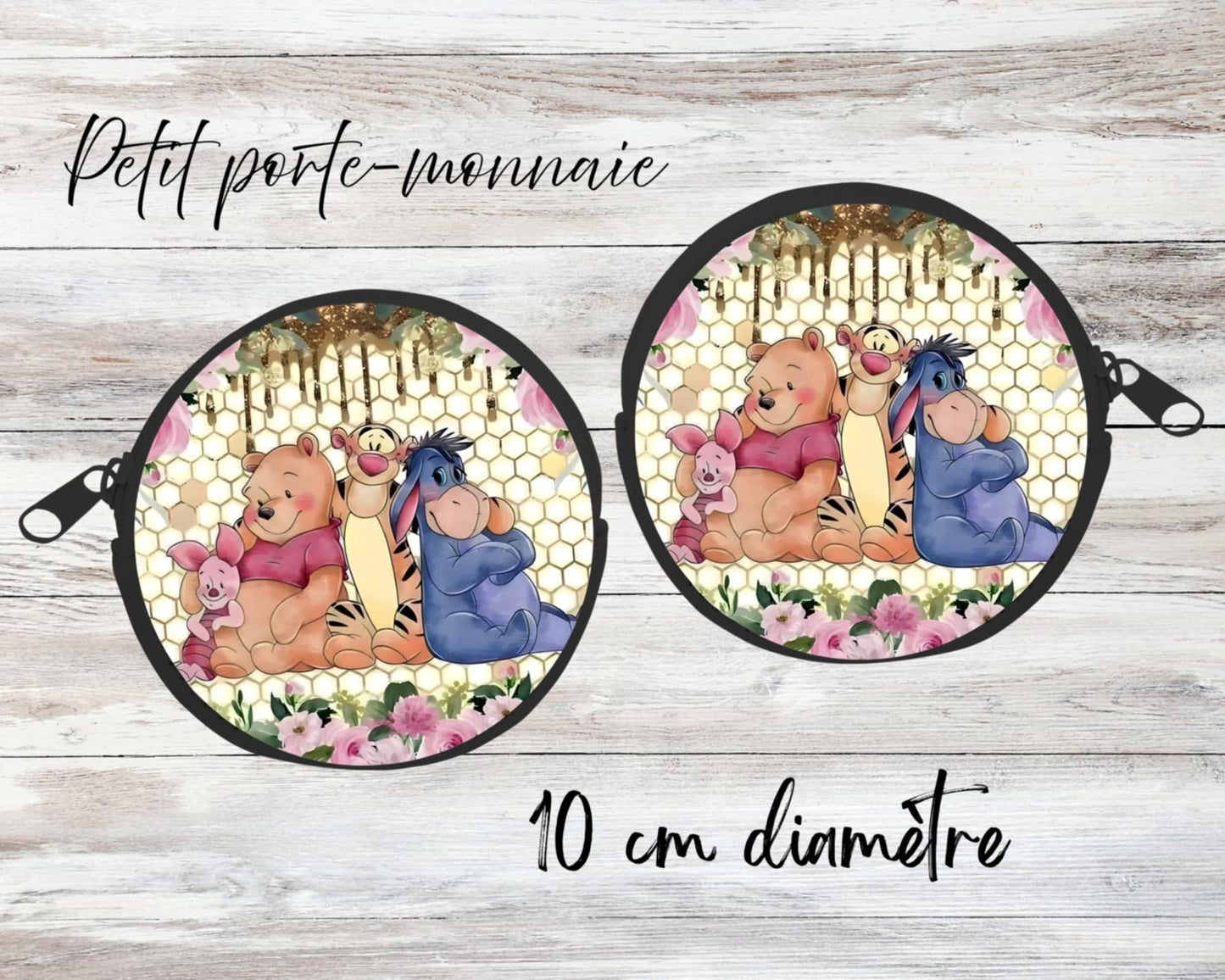 ✨ Petit porte-monnaie sublimé – ourson jaune avec amis