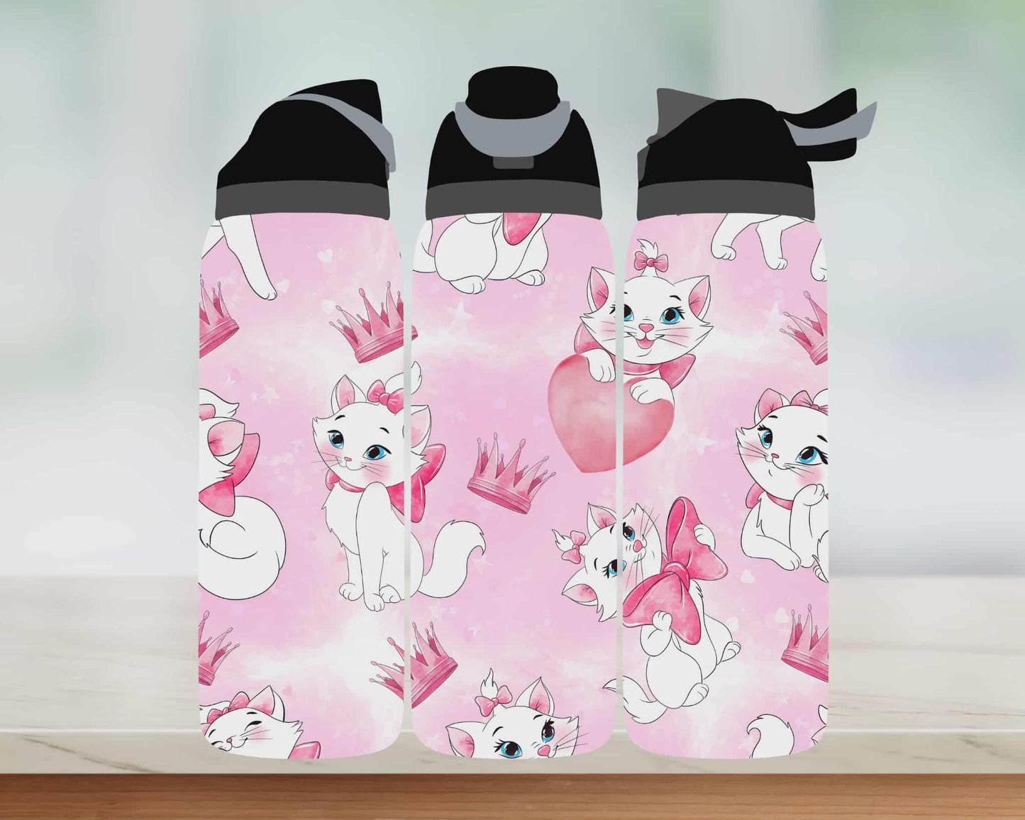 Bouteille style Owala - Chat blanc