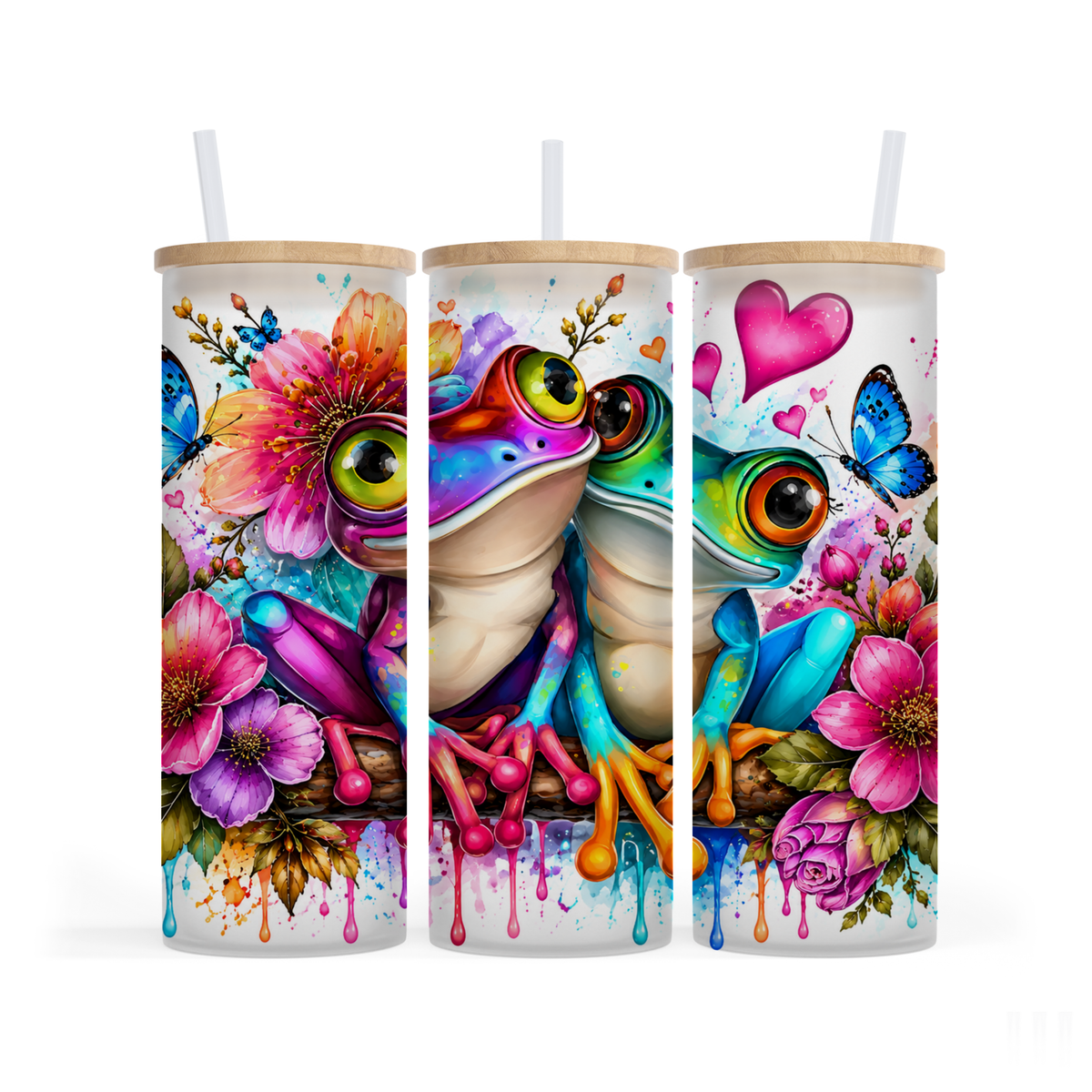 Verre givré 25 oz - Grenouille colorée