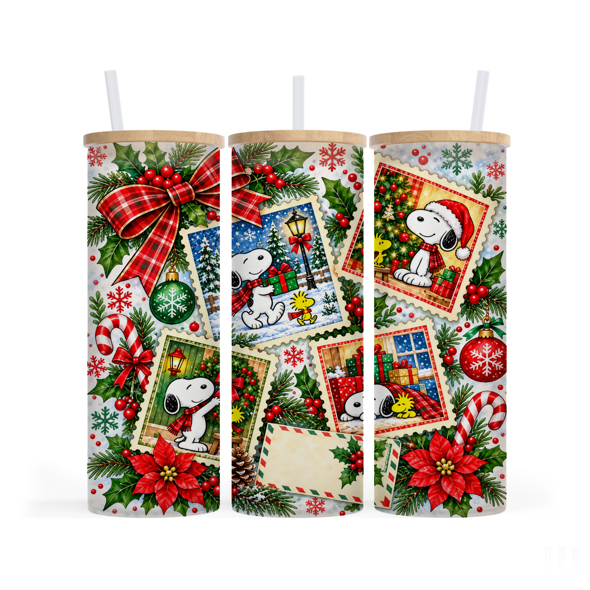 Verre givré 25 oz - Chien Blanc Noël