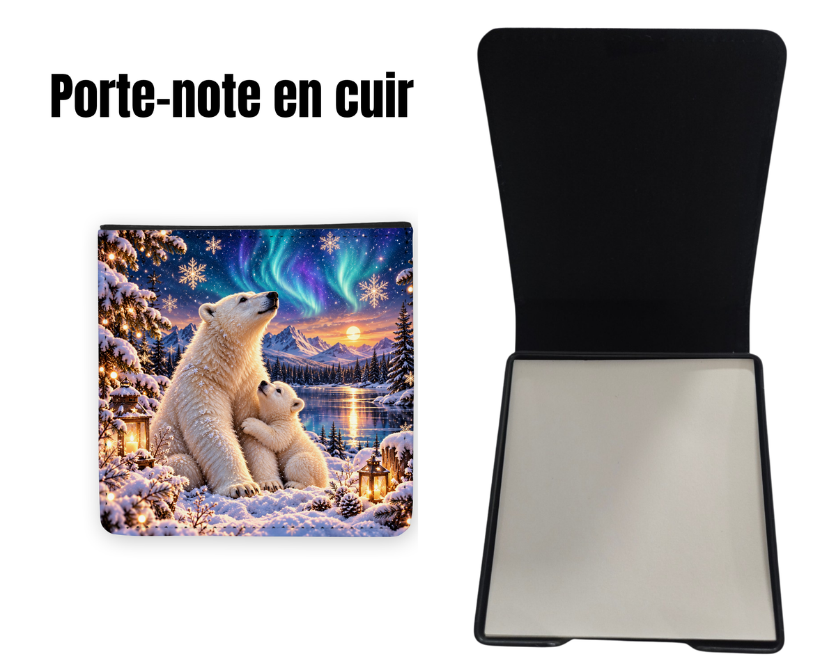 📝 Porte-notes en cuir personnalisable - Ours Polaire
