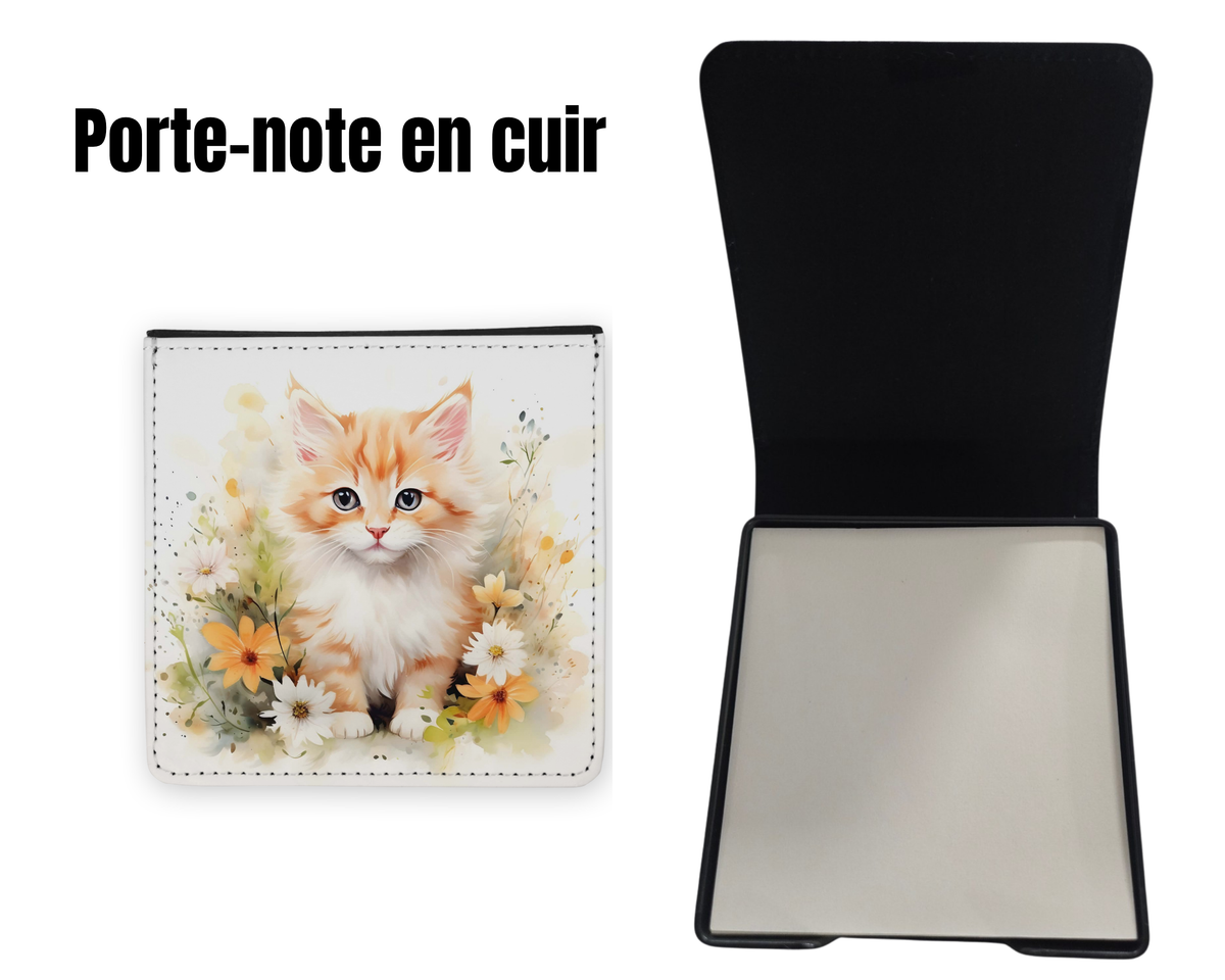 📝 Porte-notes en cuir personnalisable - Chat Roux