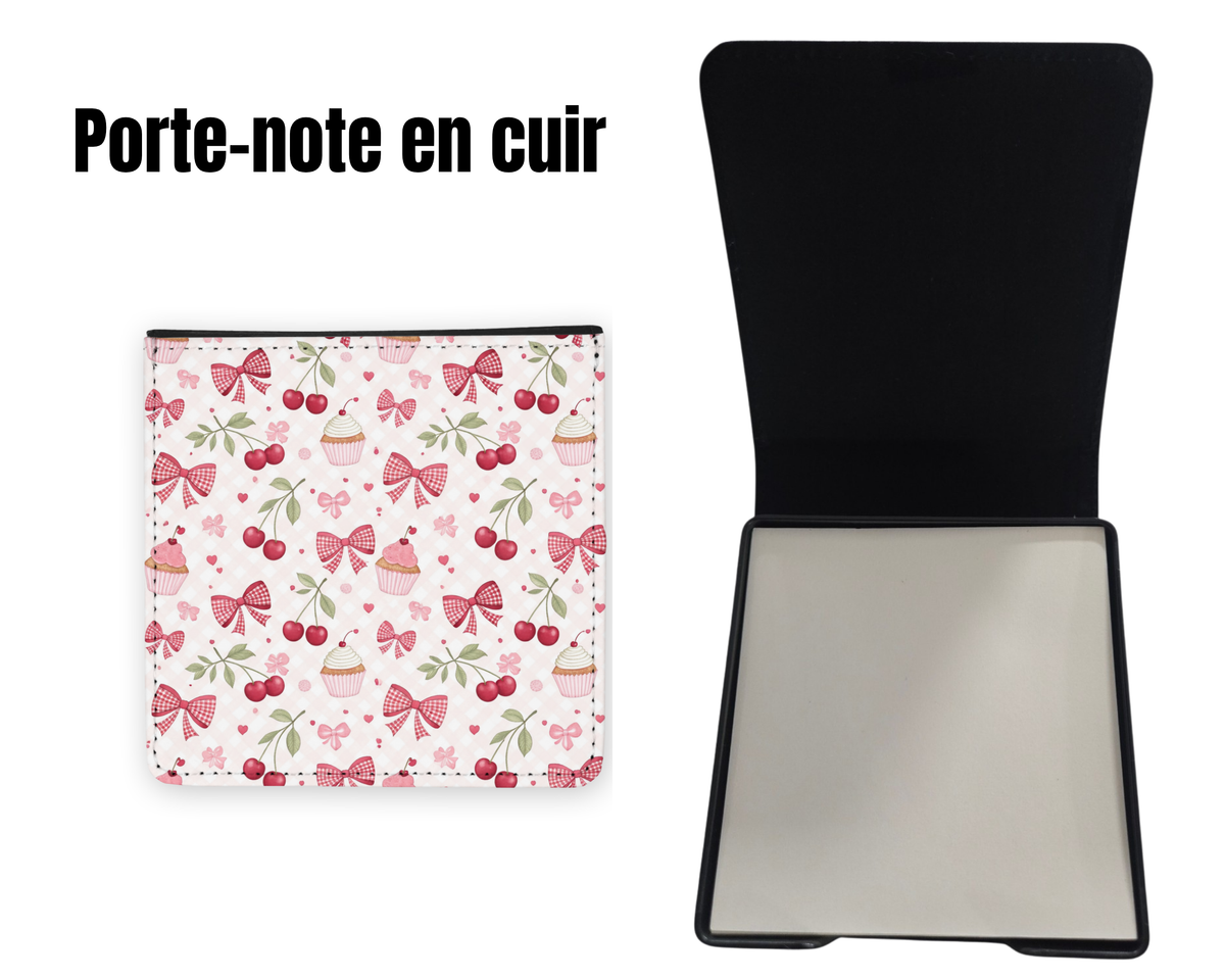 📝 Porte-notes en cuir personnalisable - Gâteau cerise
