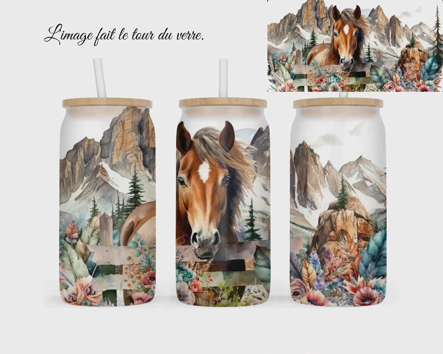 🥤 Verre givré sublimé – cheval
