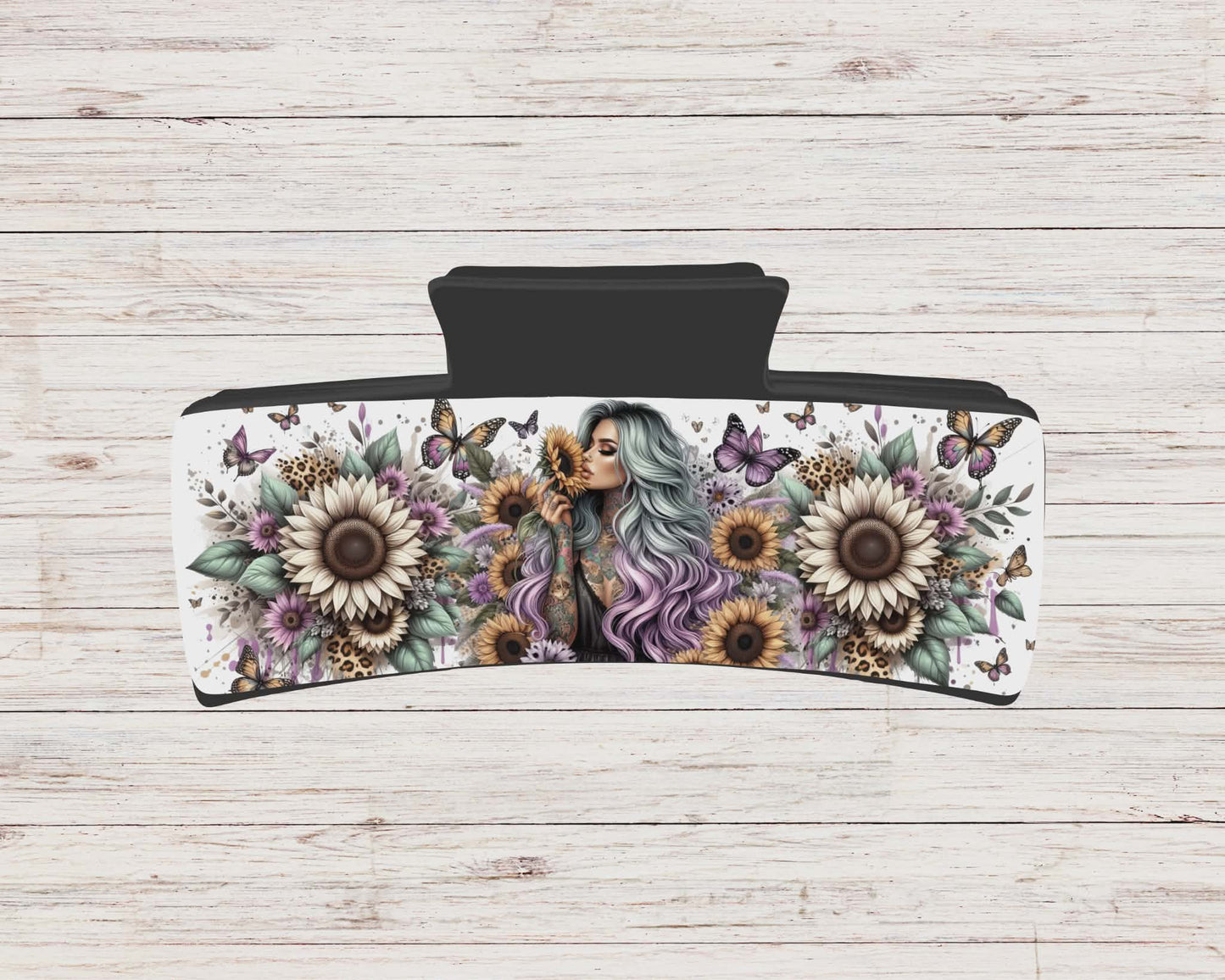 Pince à cheveux - fille tournesol blanche