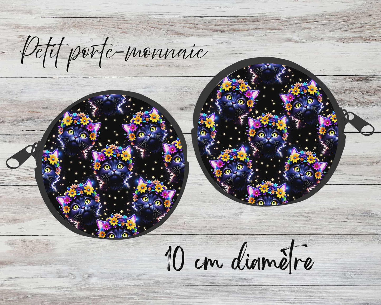 ✨ Petit porte-monnaie sublimé – chats fleuris