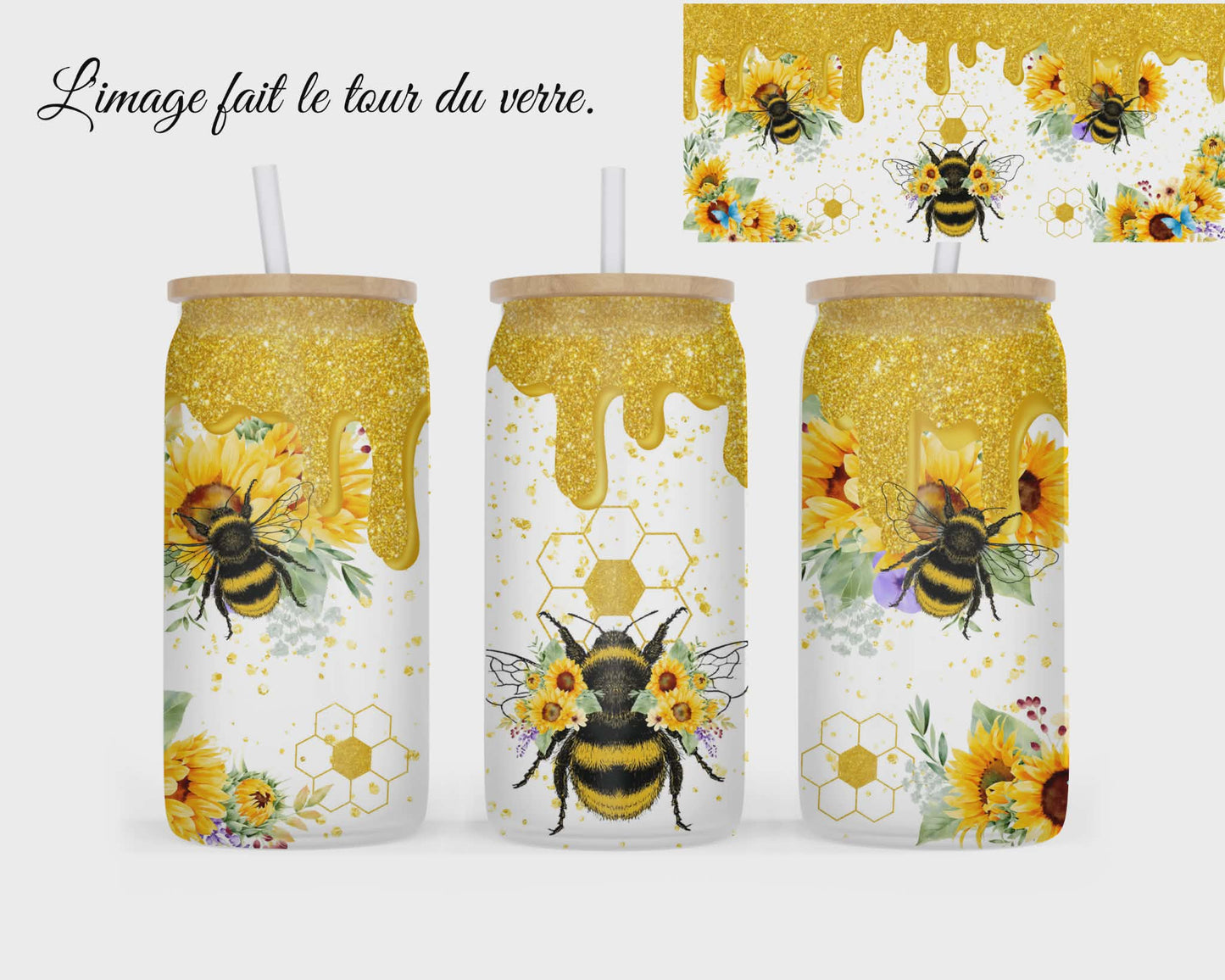 🥤 Verre givré sublimé – abeille