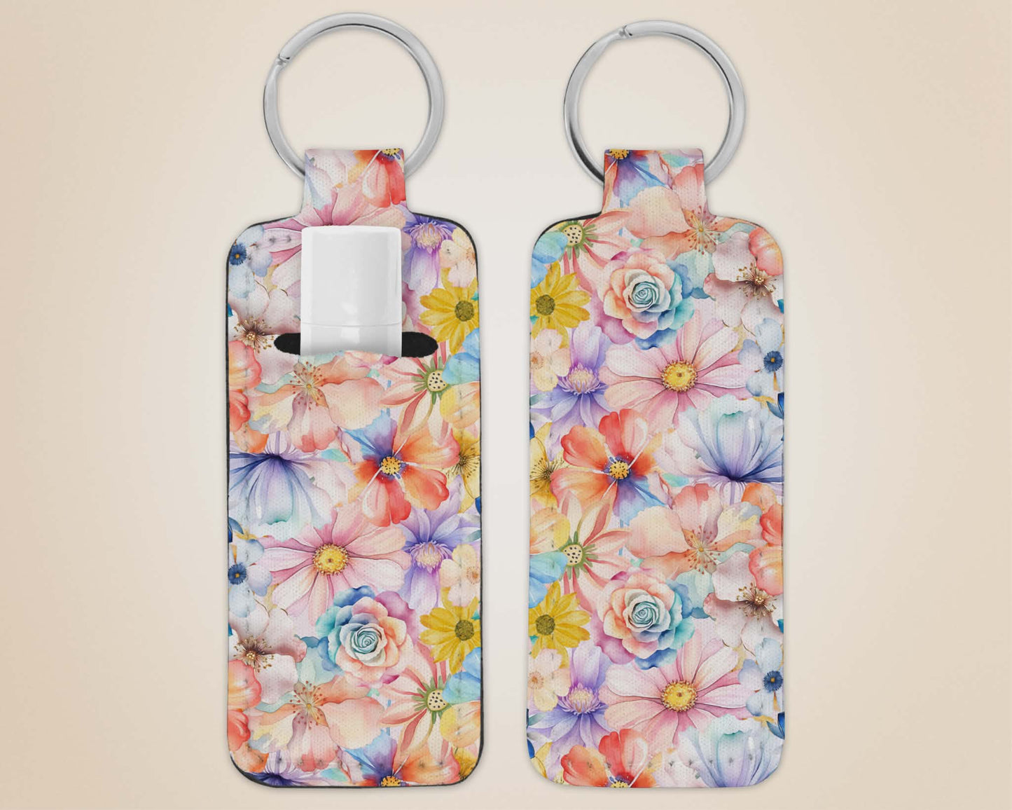 Porte-clé avec pochette - fleuris multicolore