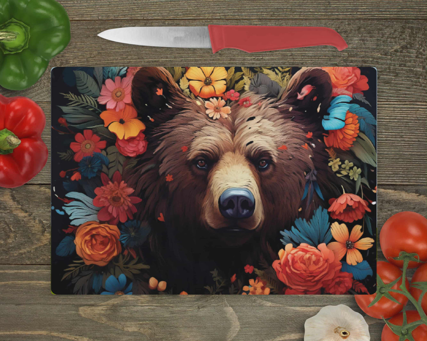 Planche de service - Ours fleuri