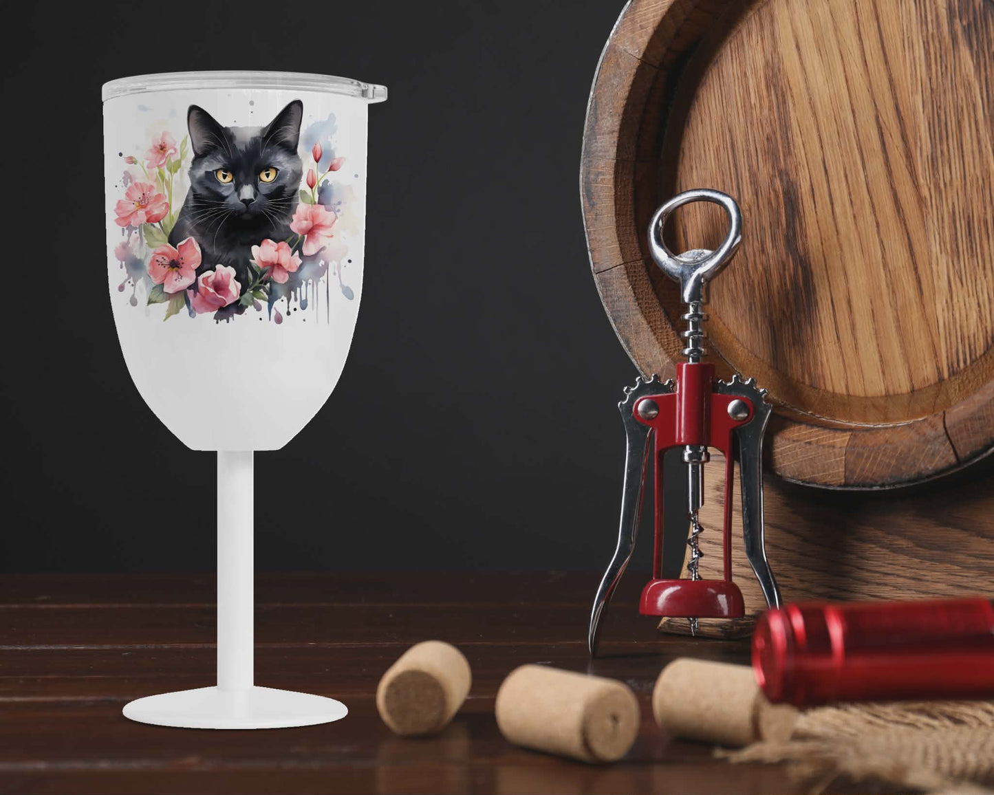 Coupe vin isotherme - chat noir