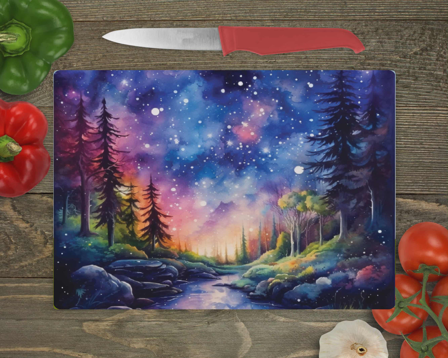 Planche de service - Rivière et ciel plein d’étoile