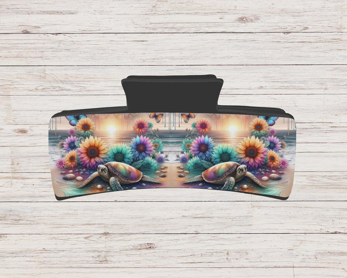 Pince à cheveux - tortue tournesol multicolore