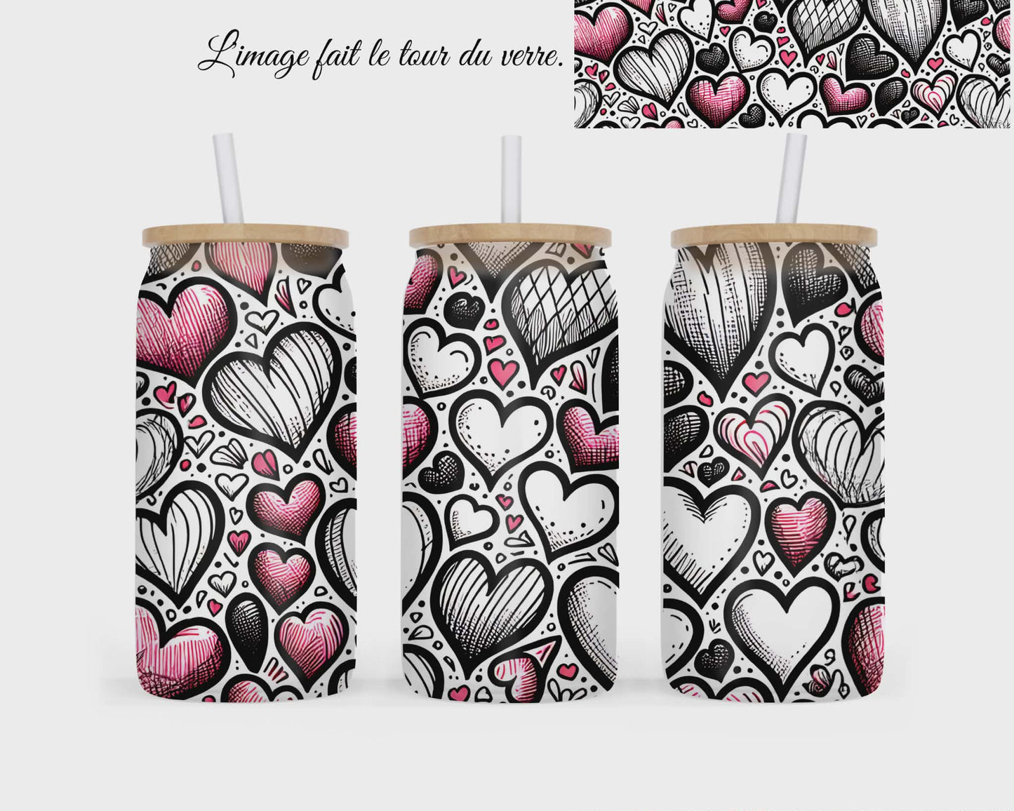 🥤 Verre givré sublimé – coeurs v.2