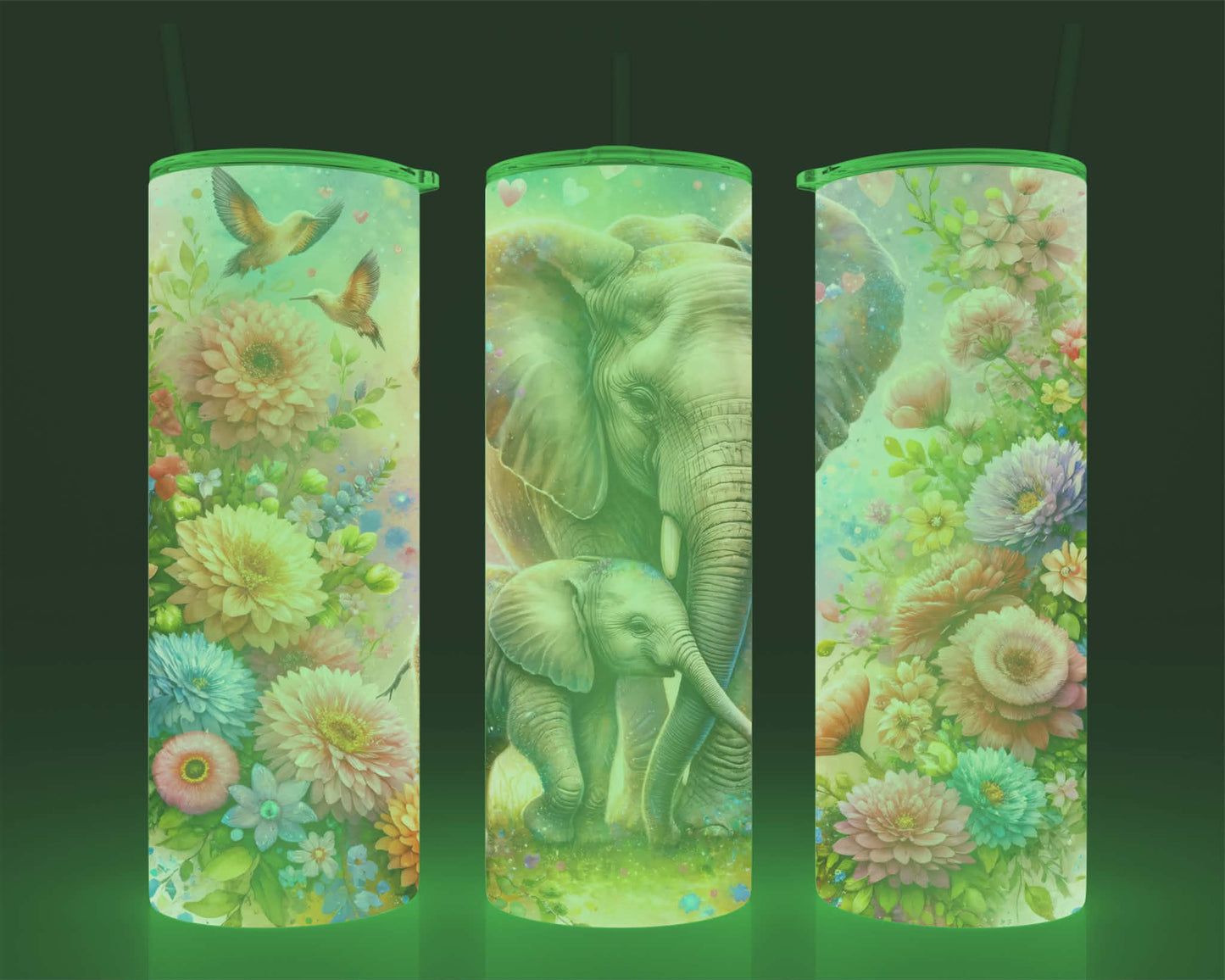 Verre isotherme - (allume dans le noir) éléphants