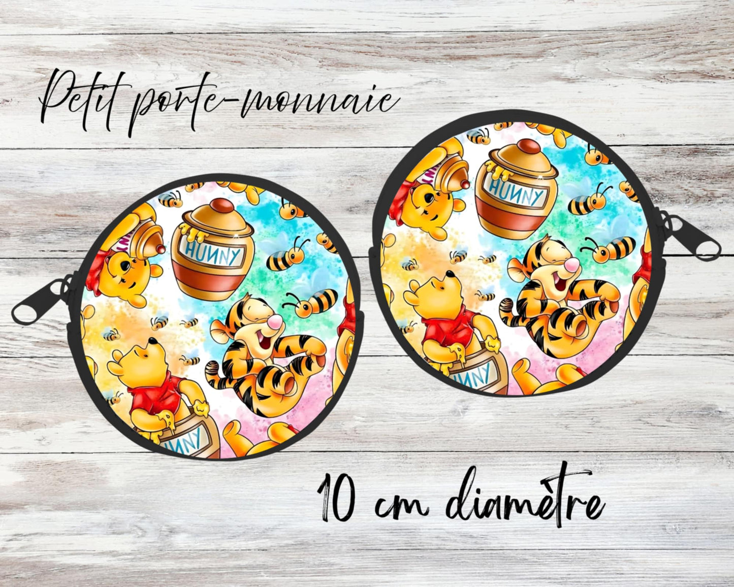 ✨ Petit porte-monnaie sublimé – ourson jaune et pot de miel