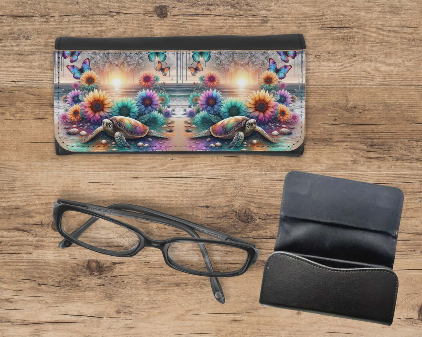 Étui à lunette - Tortue coucher de soleil