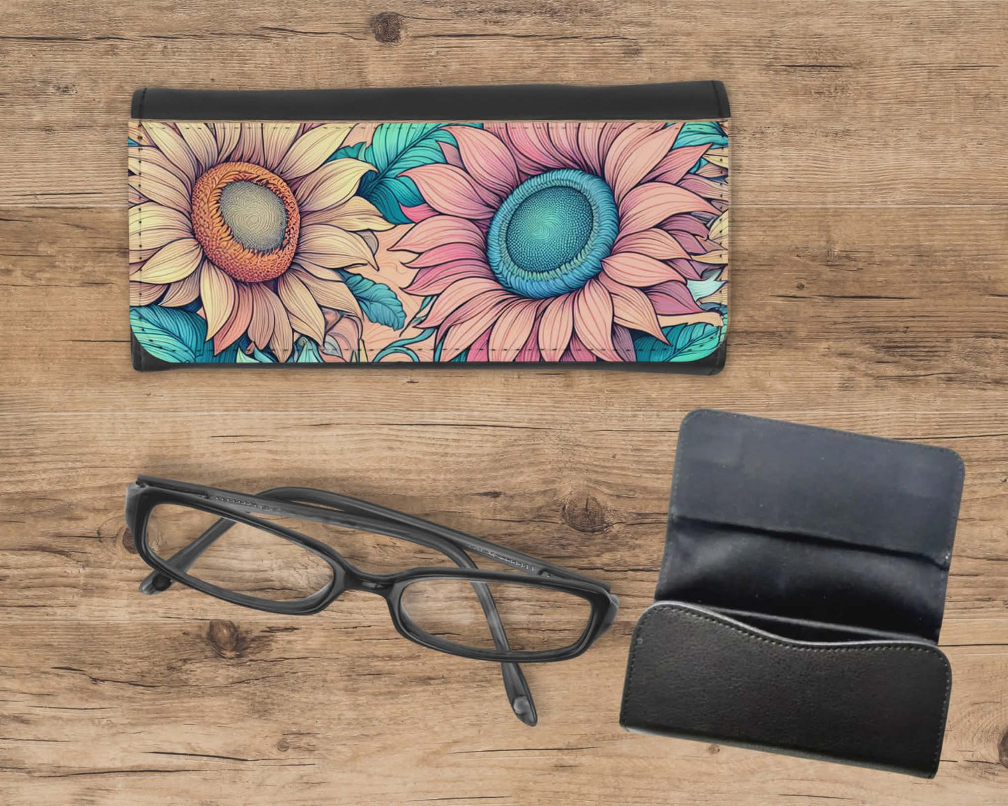 Étui à lunette - Tournesols rose et jaune