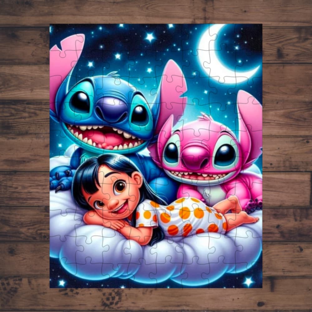 🧩 Casse-tête sublimé - personnages bleu et rose avec amie