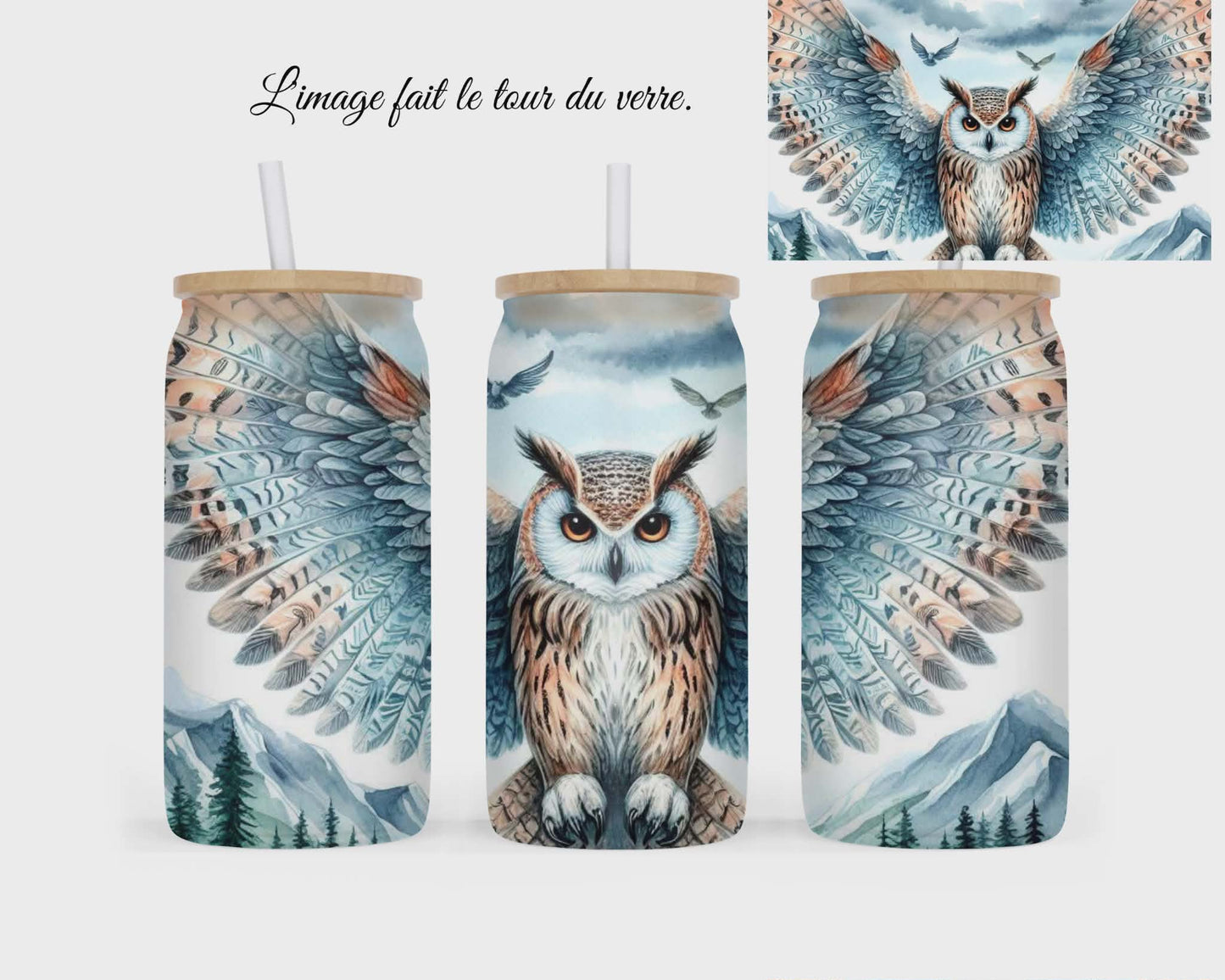 🥤 Verre givré sublimé – hibou