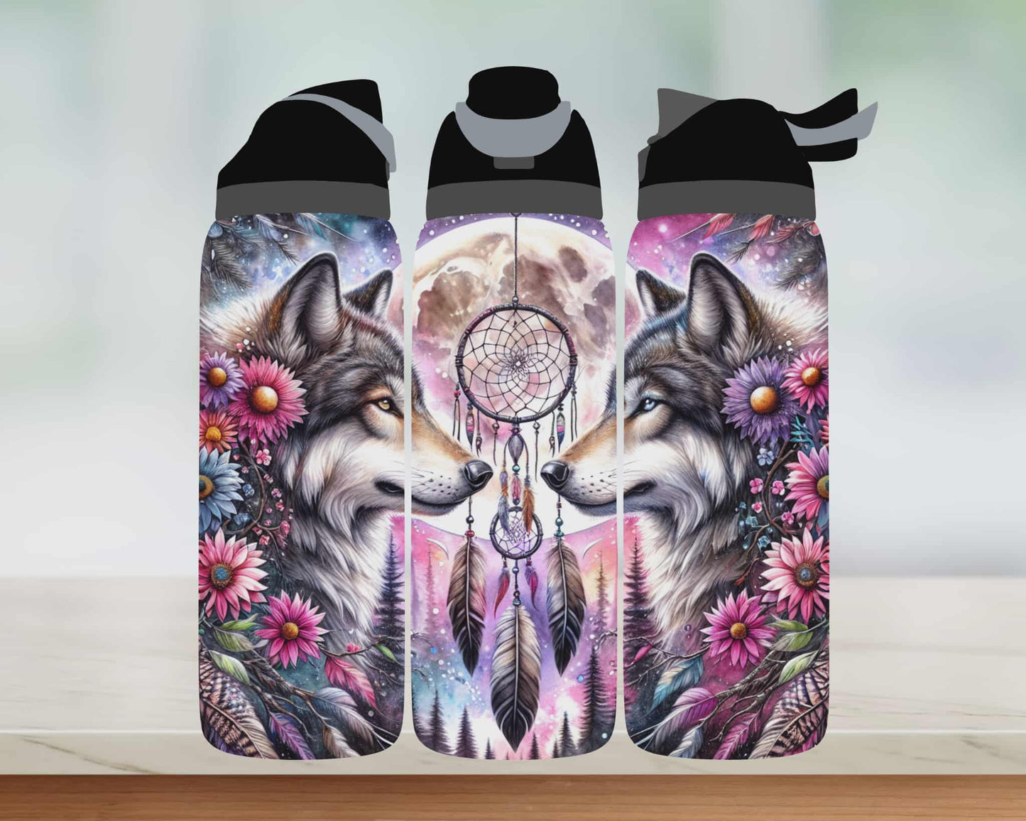 Bouteille style Owala - Loups