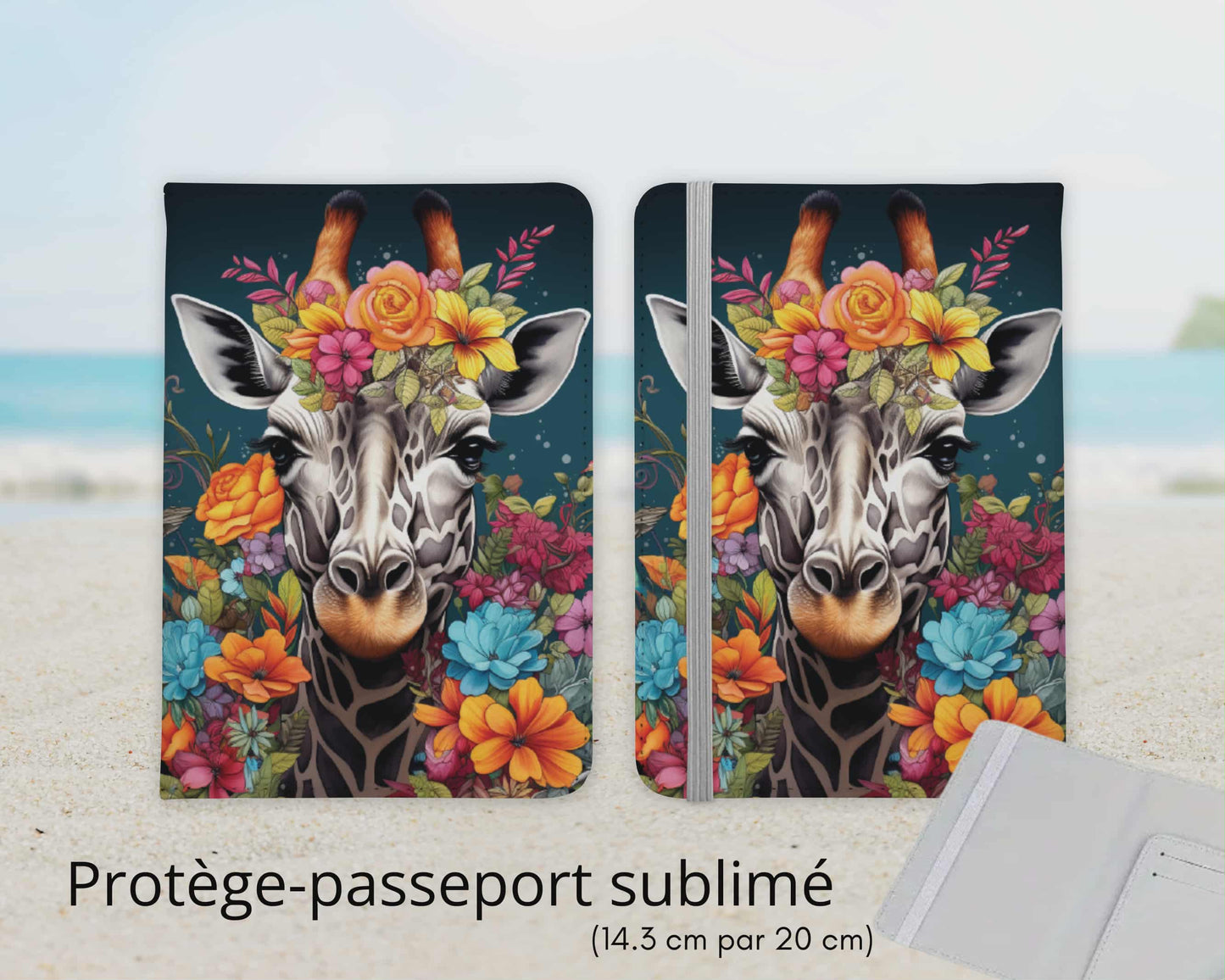 Protège-passeport sublimé - Girafe coloré