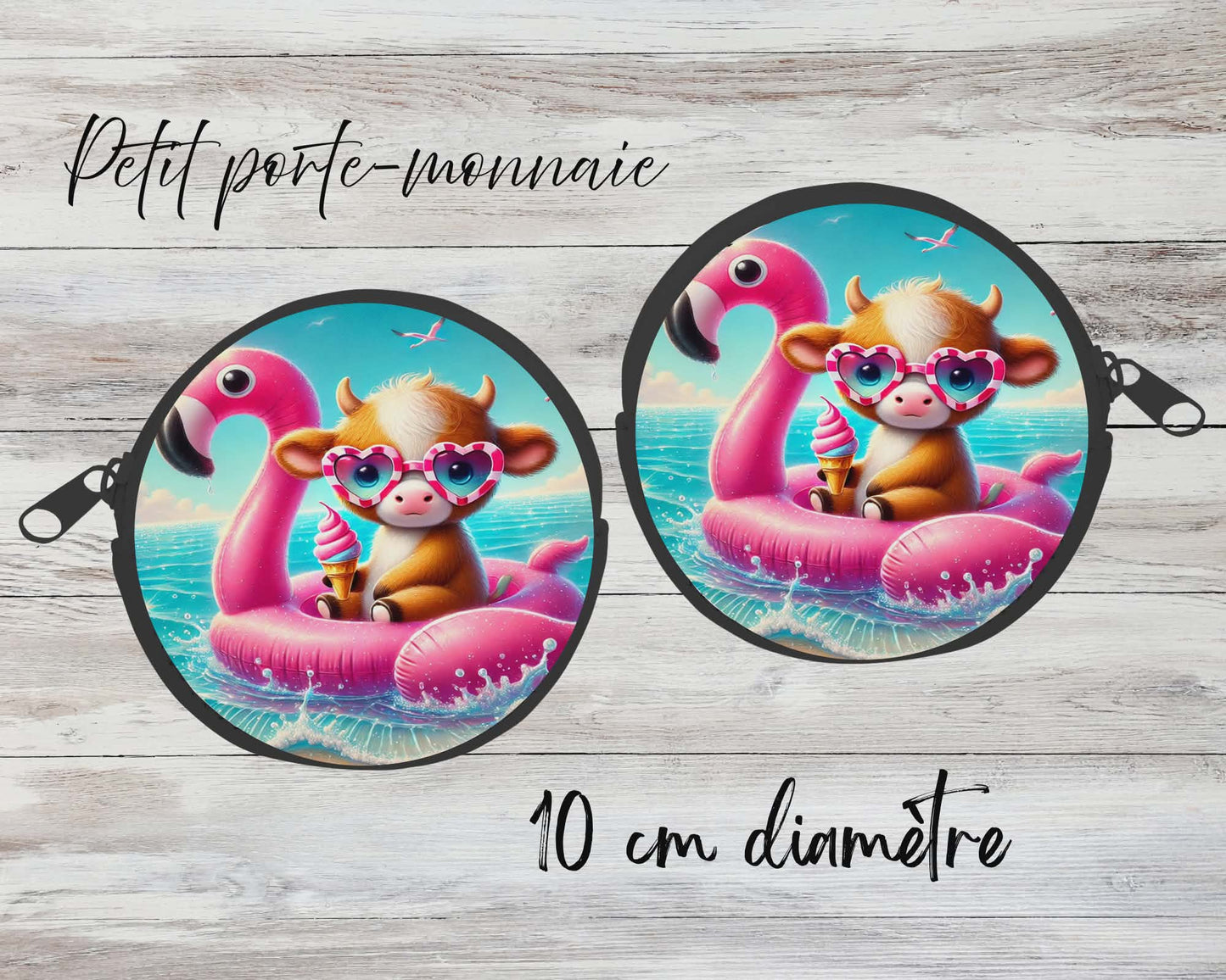 ✨ Petit porte-monnaie sublimé – vache highland qui se baigne