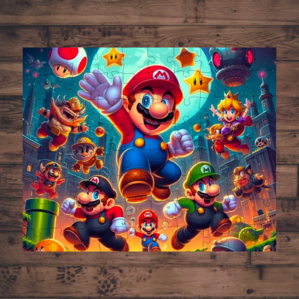 🧩 Casse-tête sublimé - personnage jeux vidéo rouge avec amis