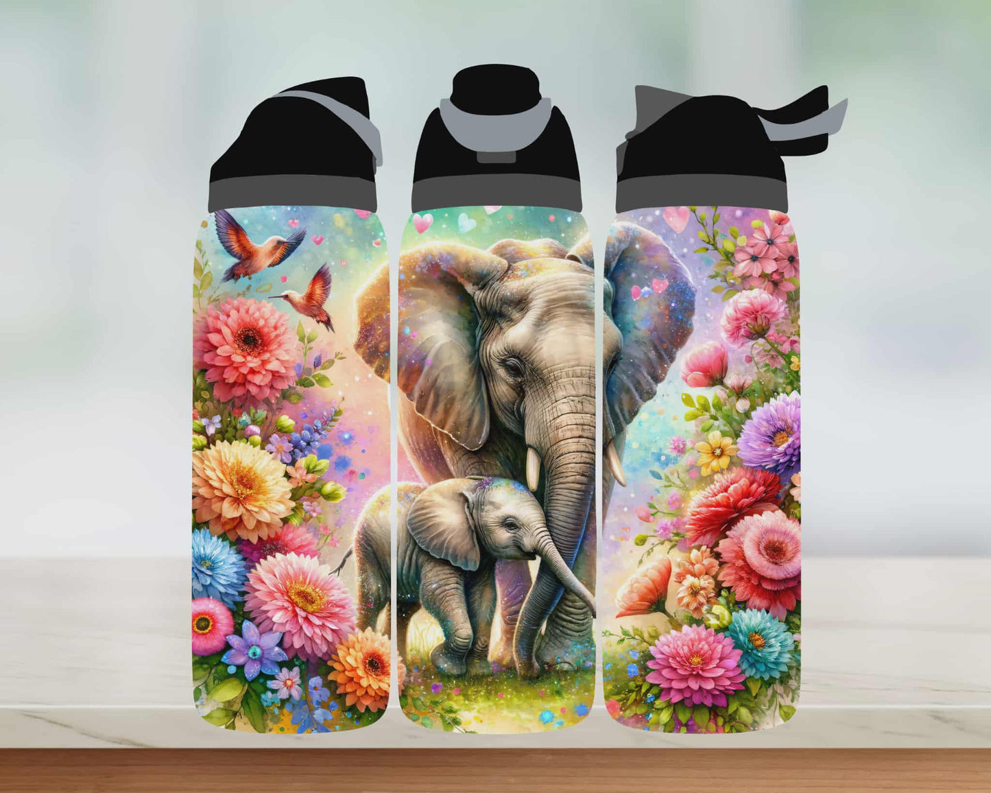 Bouteille style Owala - Éléphants