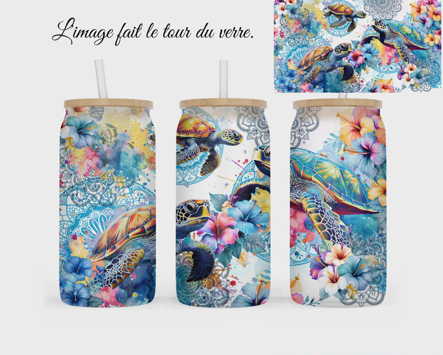 🥤 Verre givré sublimé – tortue