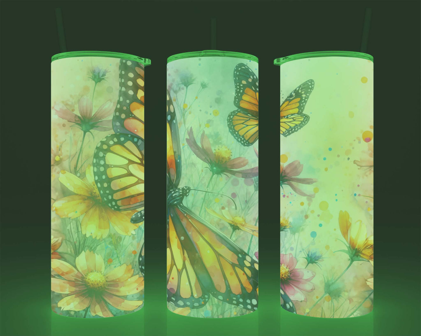 Verre isotherme - (allume dans le noir) papillons