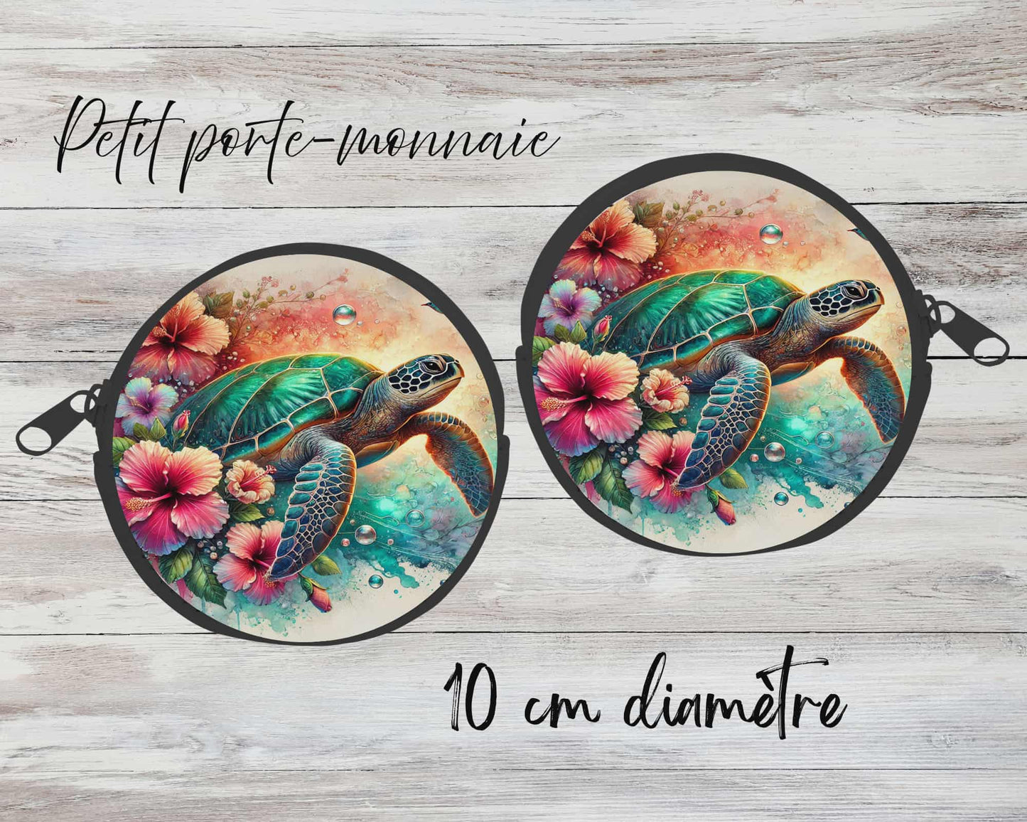 ✨ Petit porte-monnaie sublimé – Tortue
