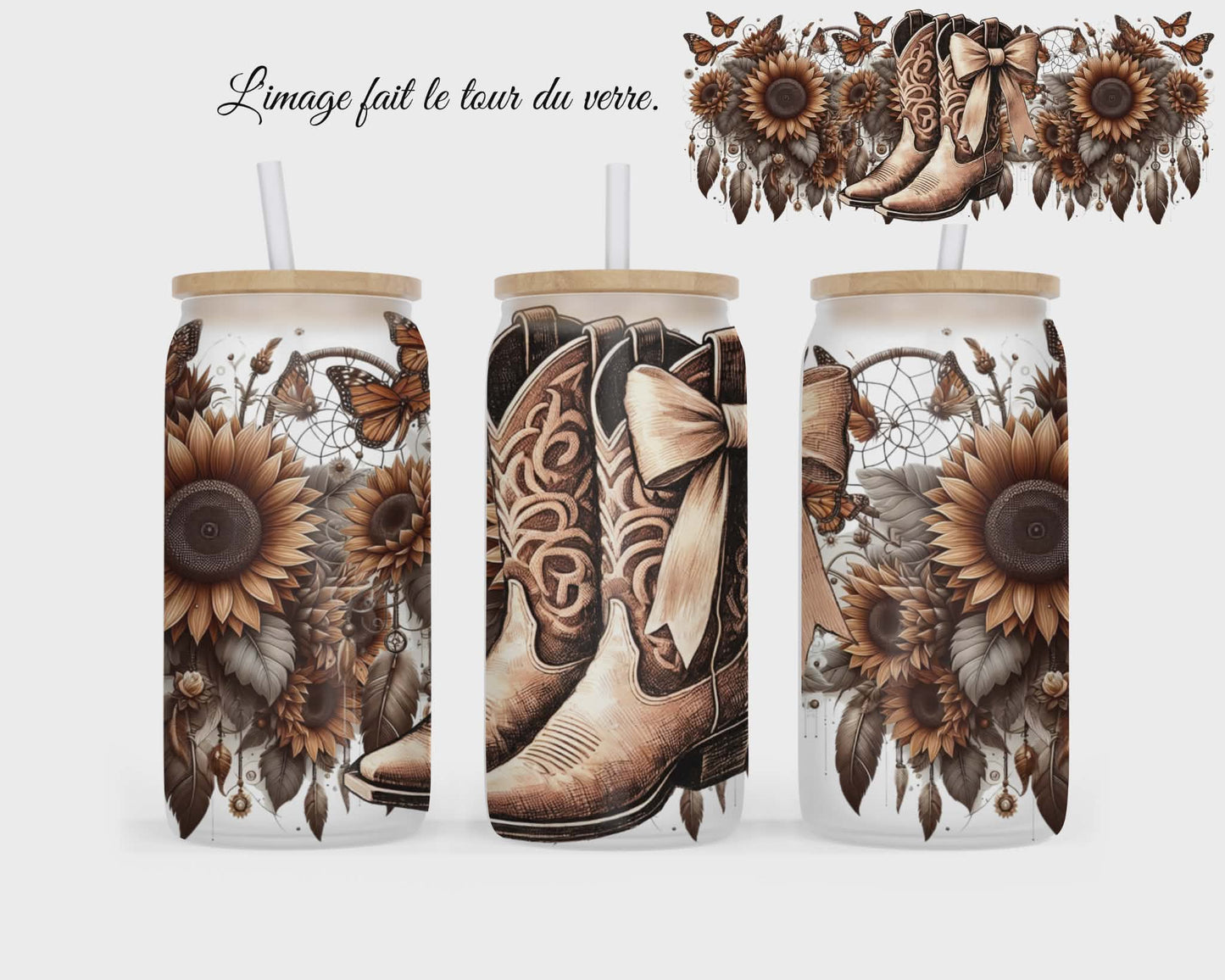 🥤 Verre givré sublimé – botte cowgirl