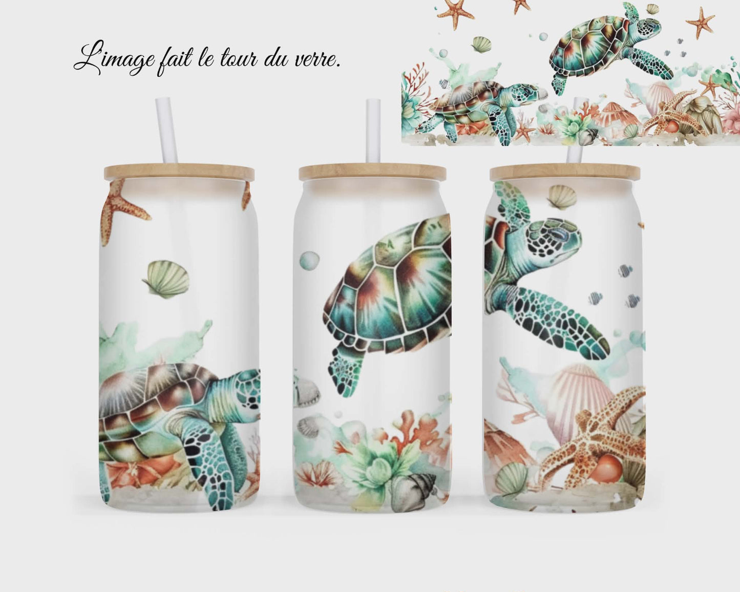 🥤 Verre givré sublimé – Tortue
