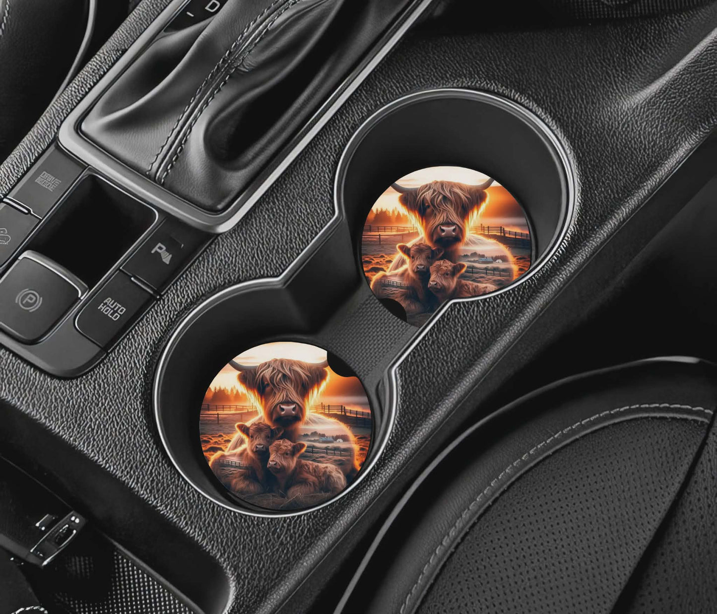 Sous-verre auto - vaches highland 2