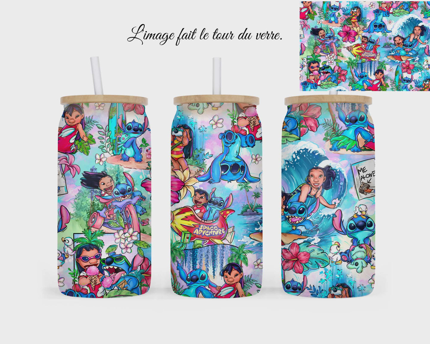 🥤 Verre givré sublimé – personnage bleu et amie