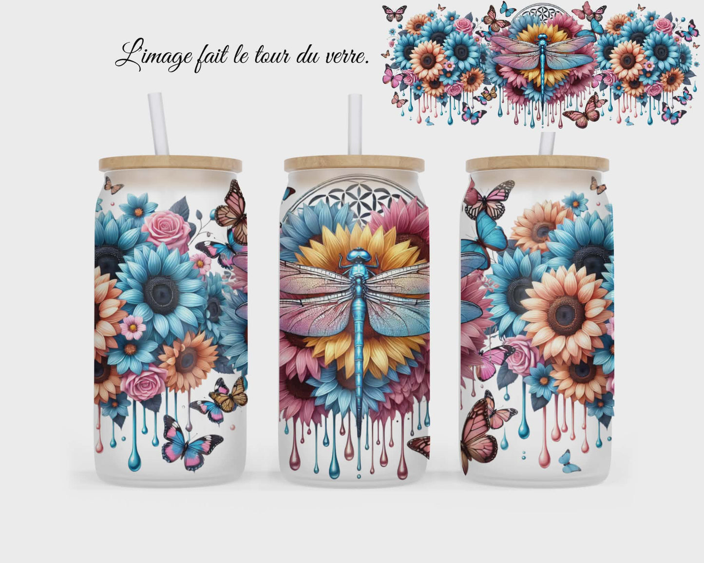 🥤 Verre givré sublimé – libellule