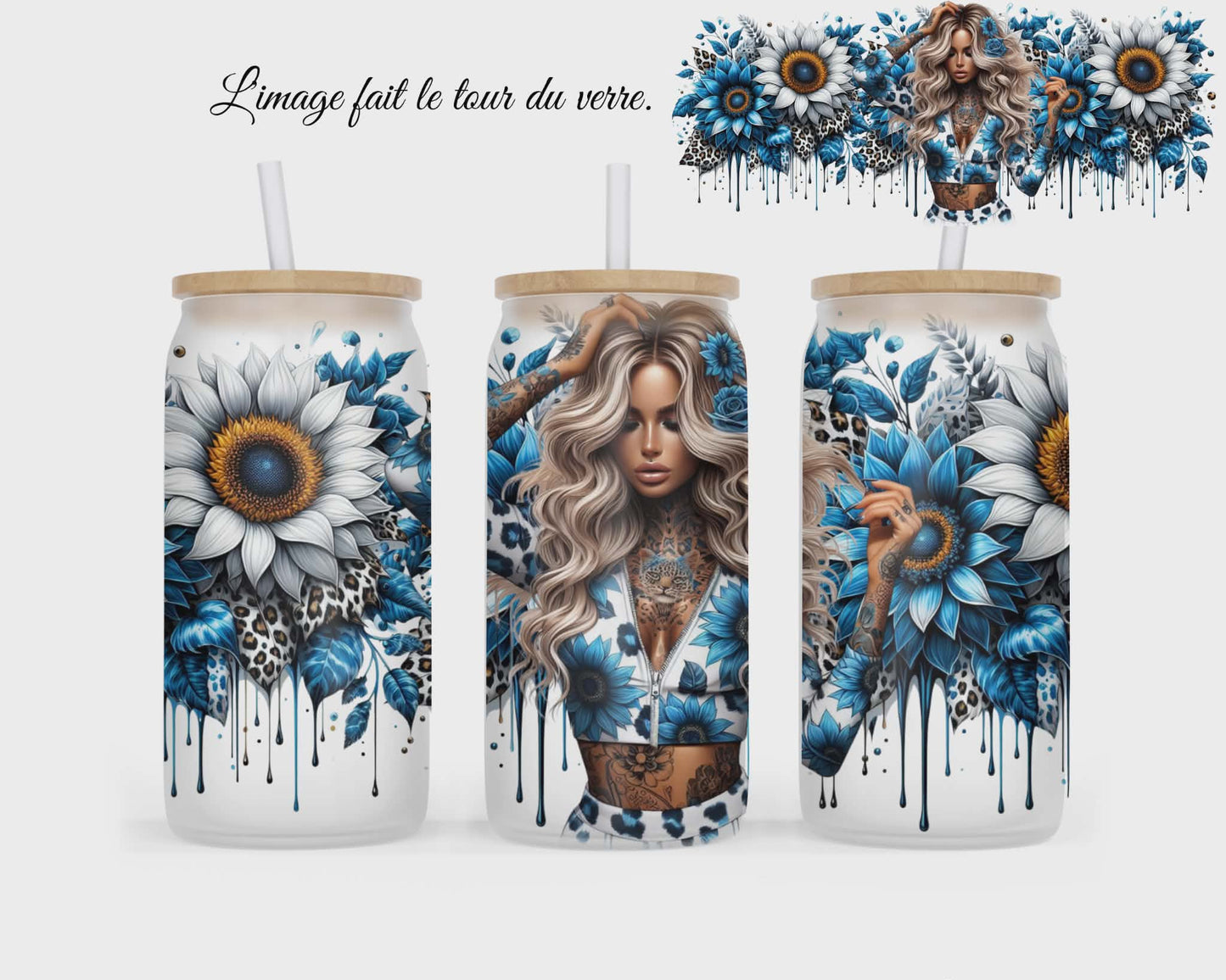 🥤 Verre givré sublimé – fille avec marguerite