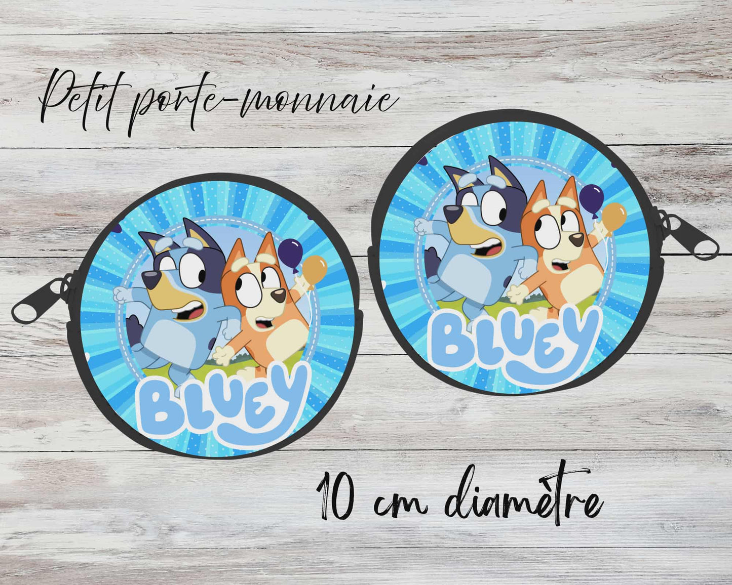 ✨ Petit porte-monnaie sublimé – Chien bleu et beige