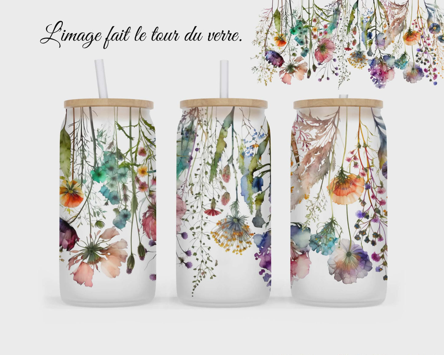 🥤 Verre givré sublimé – fleuris