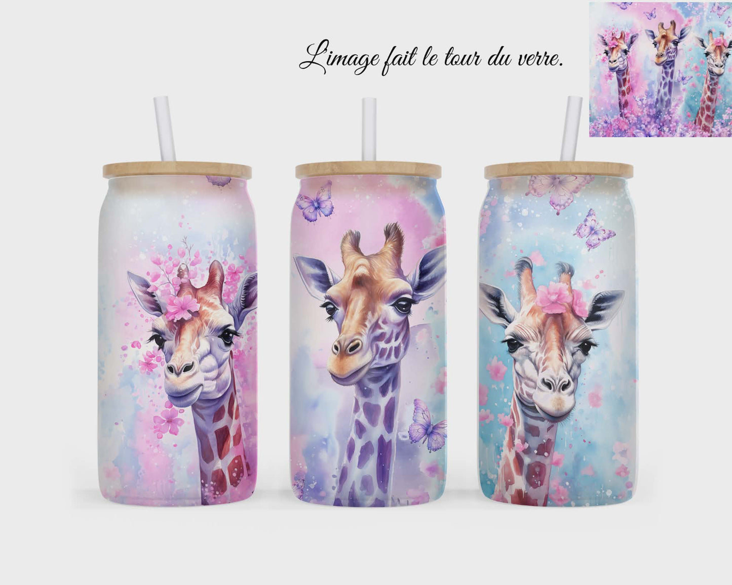 🥤 Verre givré sublimé – girafes