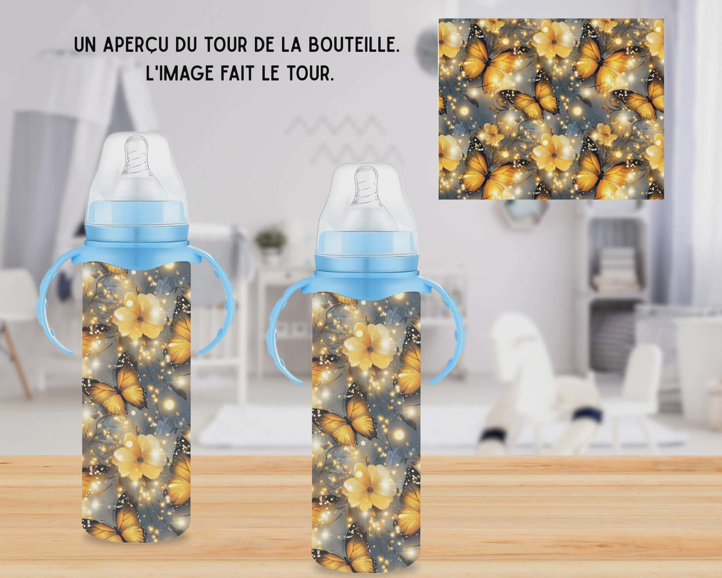 🍼 Biberons sublimé - Papillon jaune