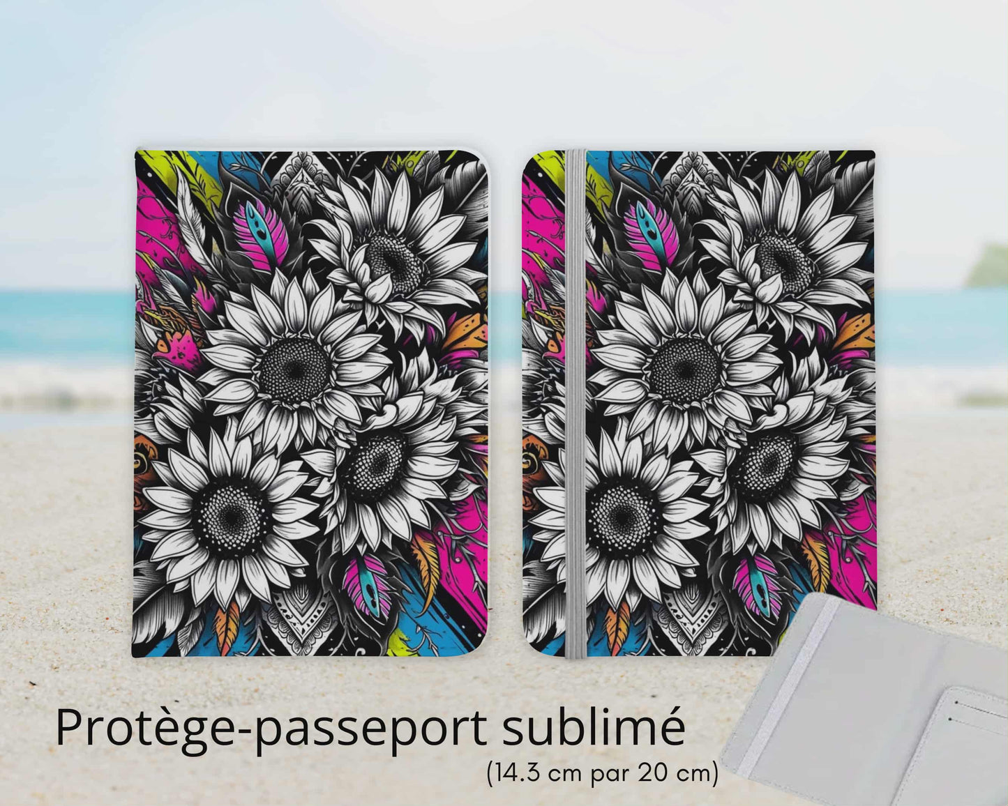 Protège-passeport sublimé - Fleurs fond coloré