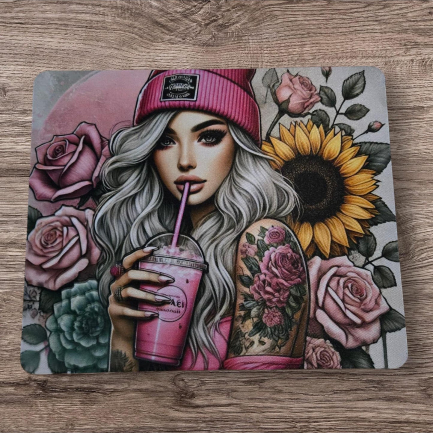 Tapis - femme blonde et rose