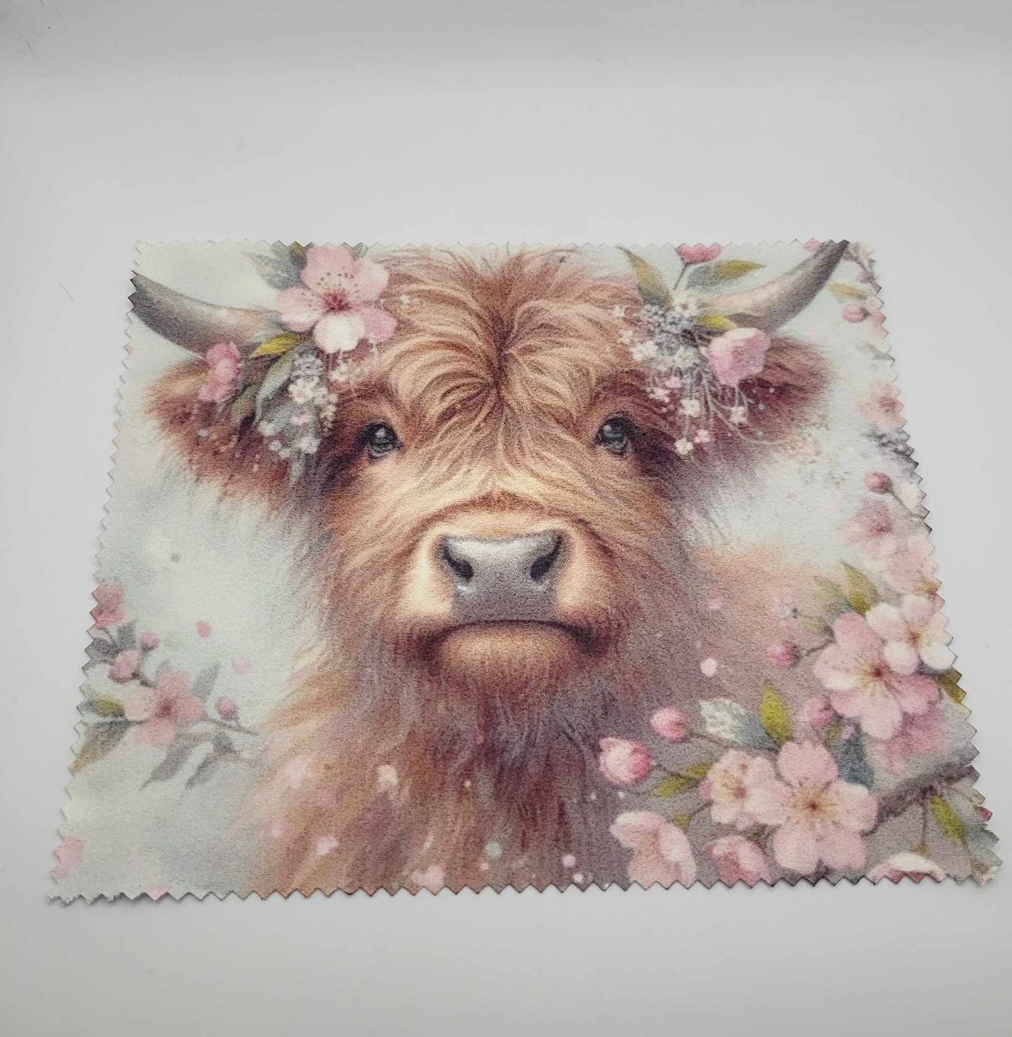 Linge à lunette - Vache et fleurs