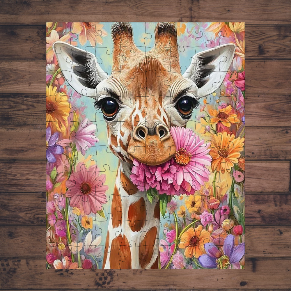 🧩 Casse-tête sublimé - Girafe fleurs