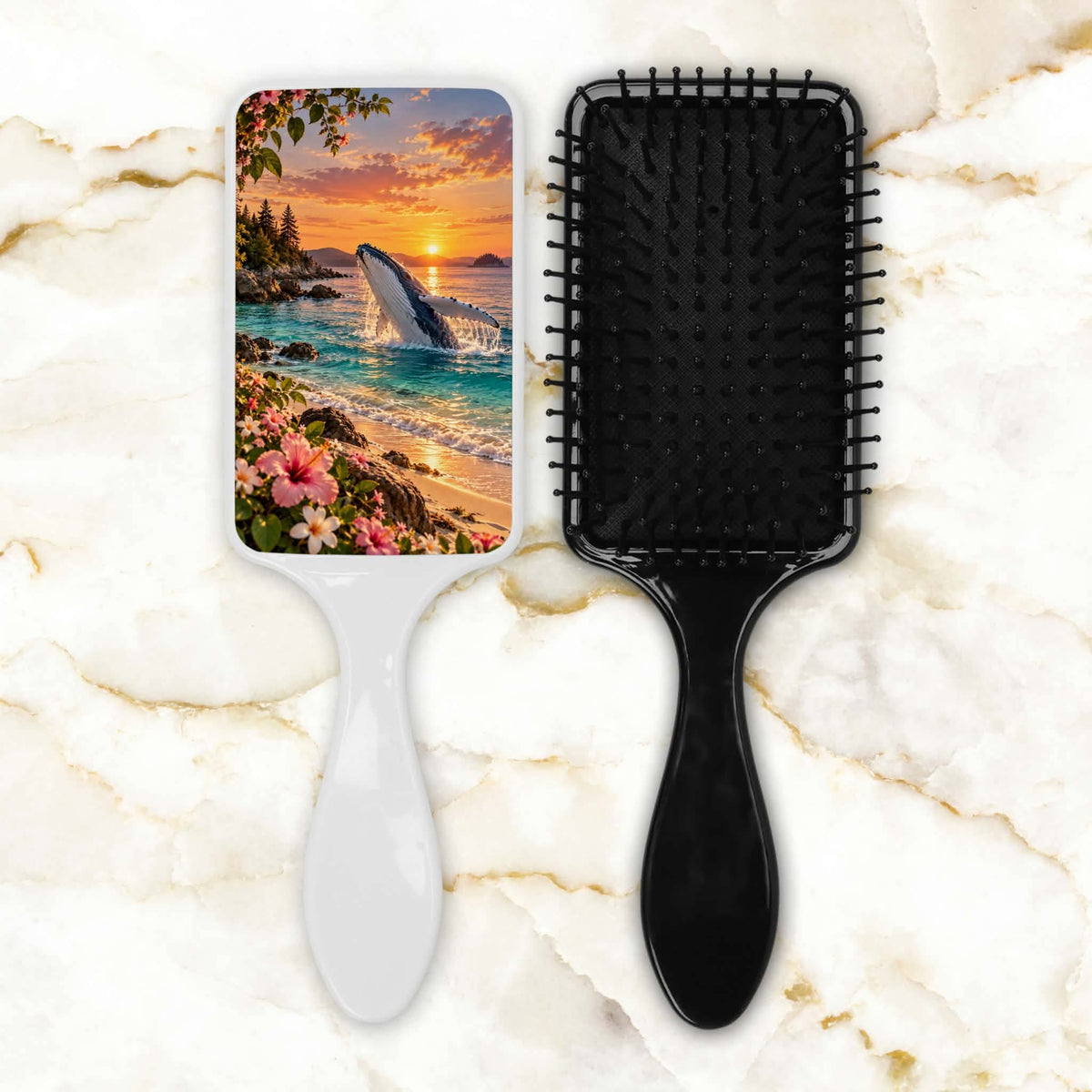 Brosse à cheveux - Baleine et plage