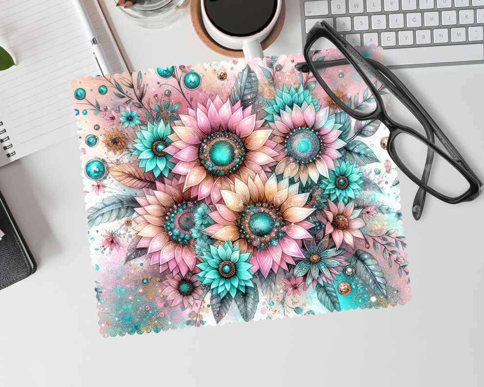 Linge à lunette - Tournesol rose et bleu