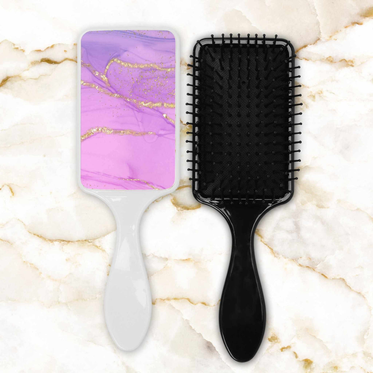 Brosse à cheveux - Motif rose mauve