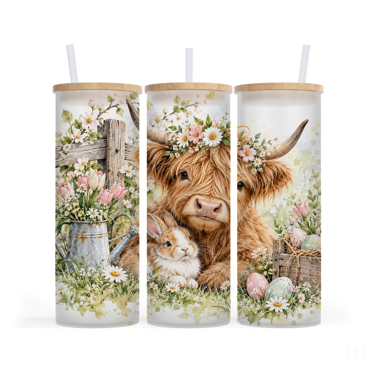 Verre givré 25 oz - Vache Printemps